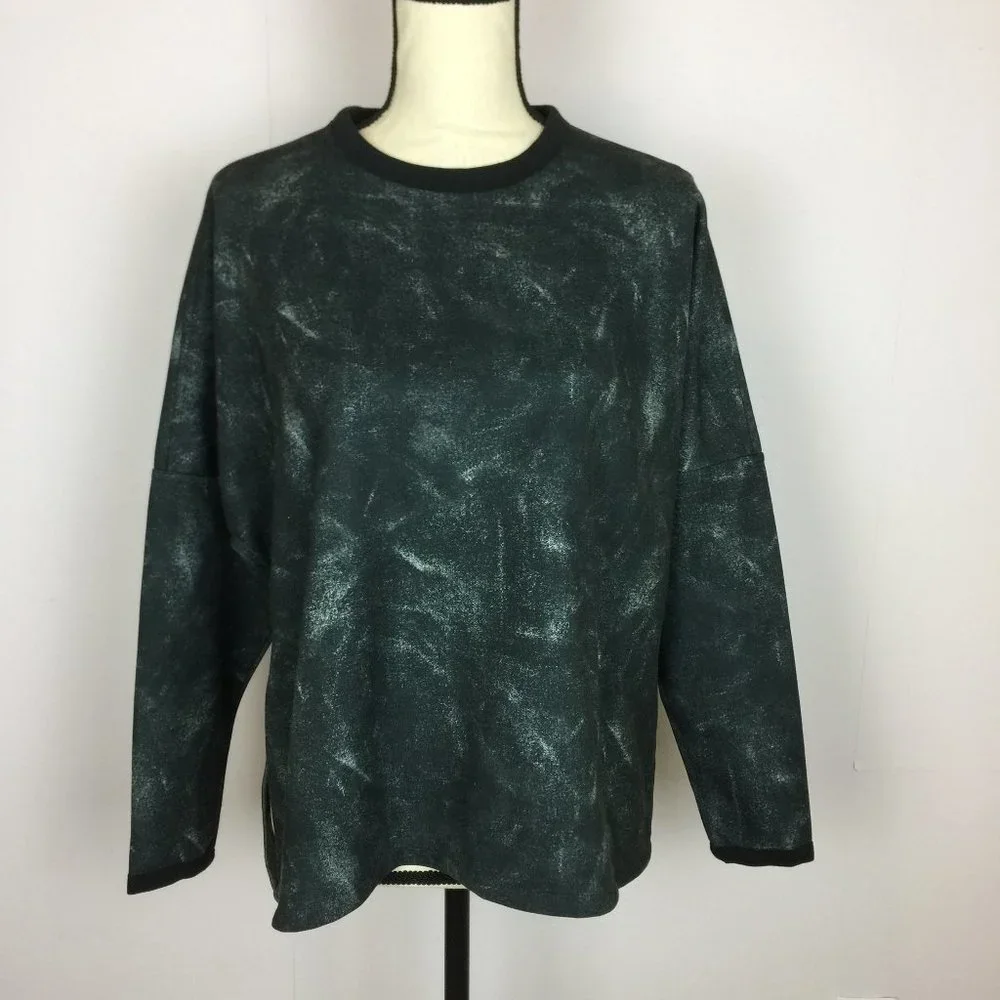 Like new! Adidas ID Sweatshirt L Black Gray Knit Tie Dye Side Slit Long Sleeve - Picture 2 of 11